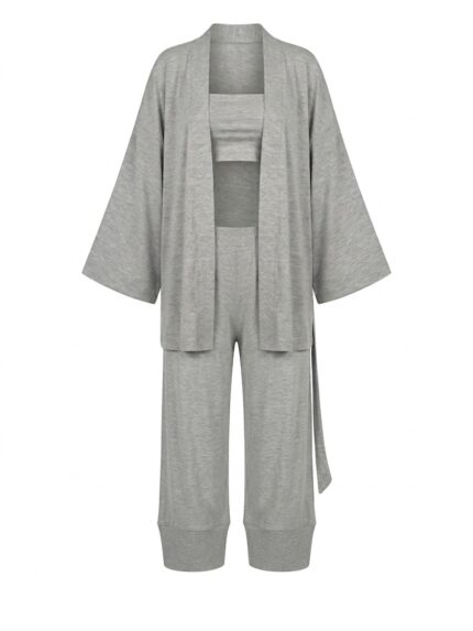 Gri Soft Üçlü Pantolon Takım